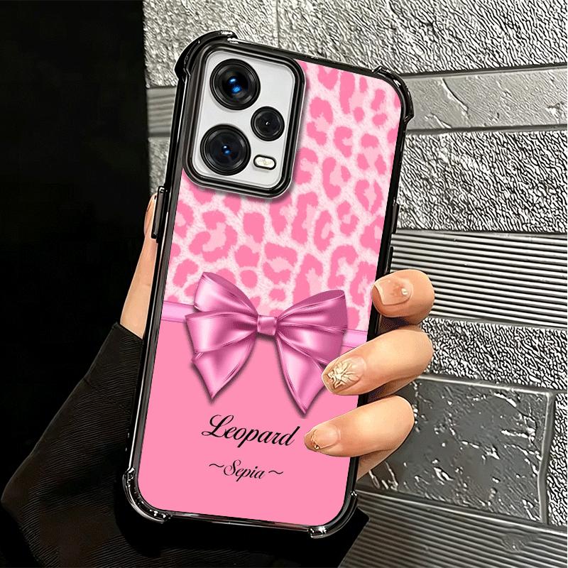 Leopard Print Bow Trend Soft Phone Case For Xiaomi Redmi Note 14 15 Pro Plus 13 12 11S 11T 5G 10 9S 9 Plating Anti-Fall Fundas