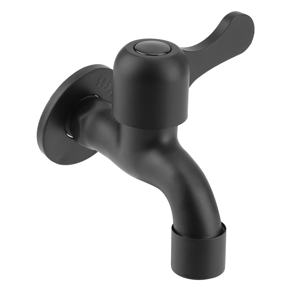 Washing Machine Tap 304 Stainless Steel Black Wall Mount Tap Garden Water Faucet for Bathroom Stainless Steel Faucet