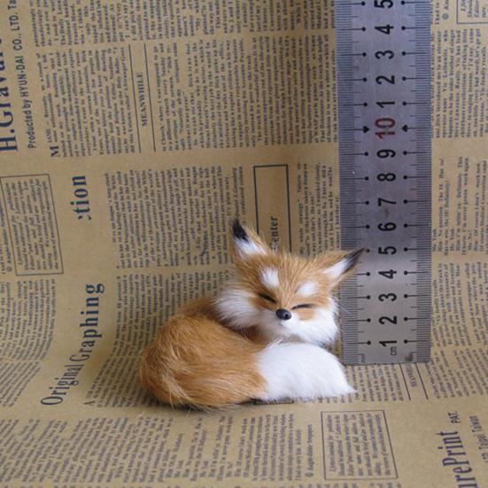 Simulation Fox Toy Realistic Adorable Plastic Fleece Long Plush Cute Squatting Fox Model for Home