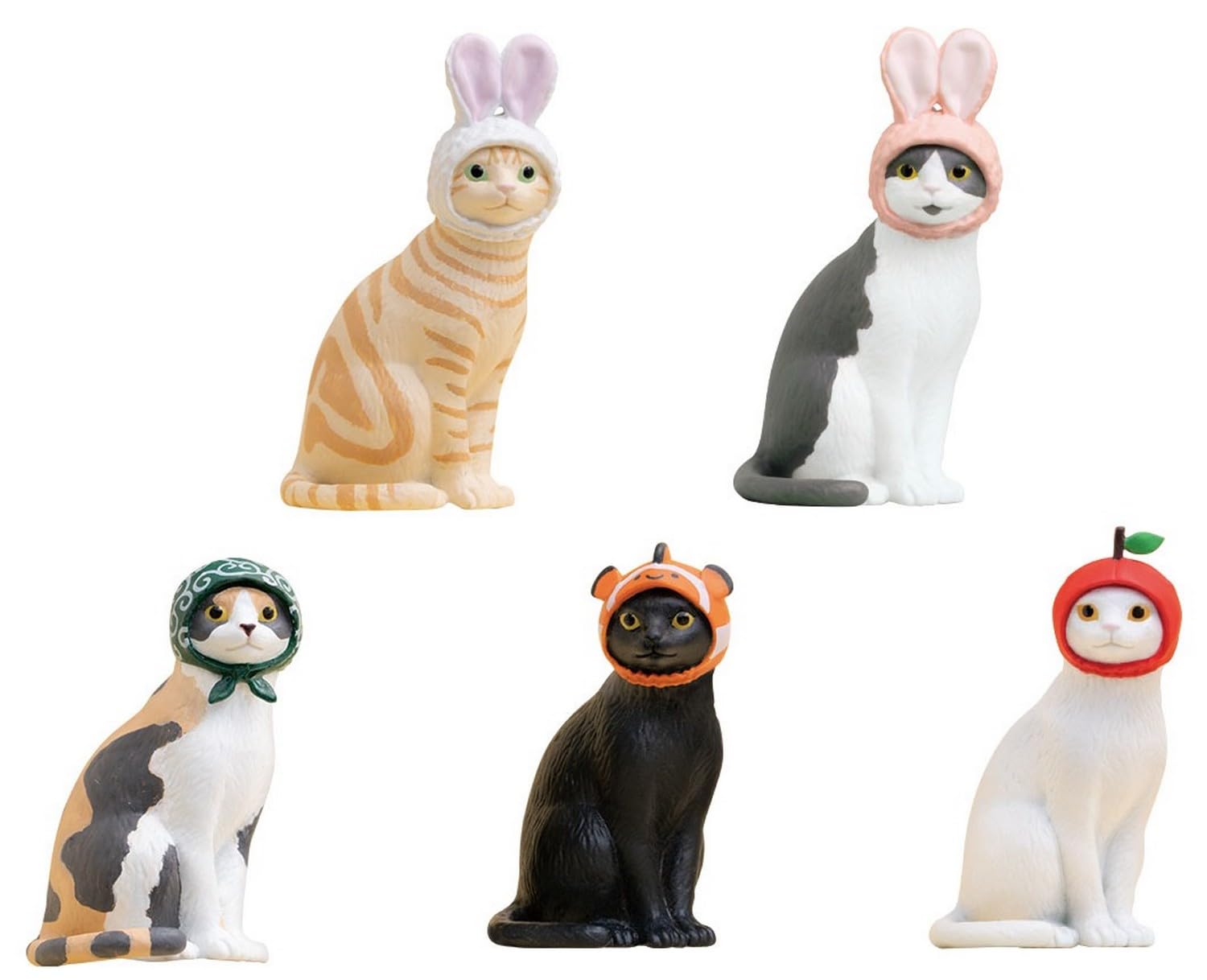 

Kitan Club Cute Cat Headgear Figure Series 1 x Complete Set of 5 Types Capsule (Gachapon Toy)