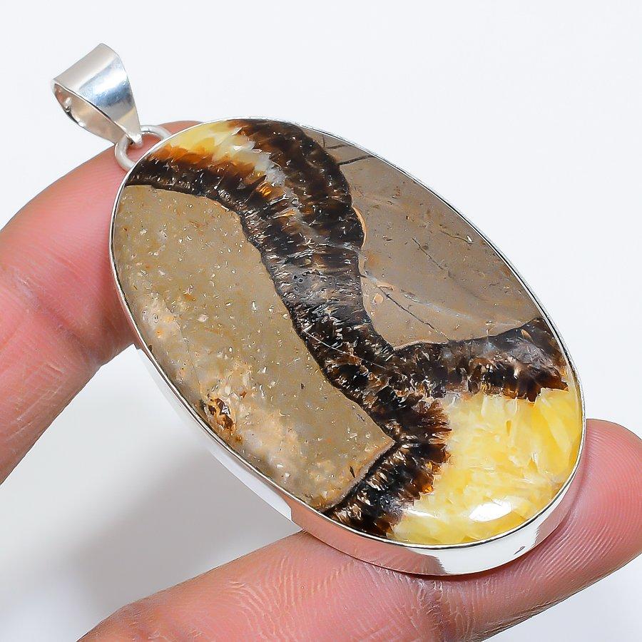 Septerian Stone Gemstone Handmade 925 Sterling Silver Jewelry Pendant 2.68" SU-9980
