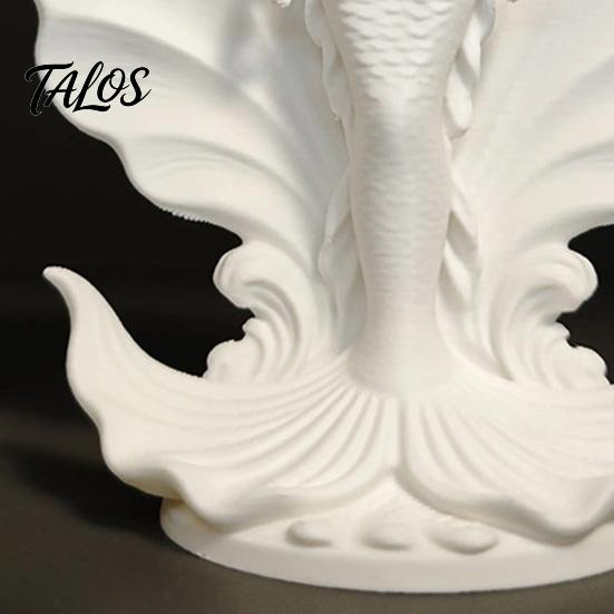 Fine Texture Shell Craft 3D Printed Mermaid Desktop Ornament, Ocean Style Standing Mediterranean Room Accents Sculpture, Minimalist Figurine for Home