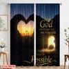 2pcs 2D Flat Printing Curtain Faith Hope Love God Fabric Without Electricity Festive Curtains for Festive Portraits and Party