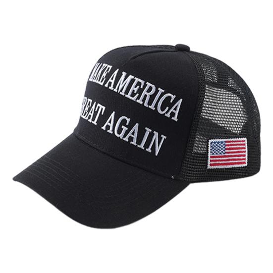 Boné de Beisebol Bordado com Letra Aba Longa Malha Oca Campanha Eleitoral Presidencial 2024 Padrão de Bandeira Americana Comícios Festas Boné Unissex