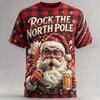 Men Christmas Short Sleeve T-shirt Santa Print Tee Snowflake Xmas Pattern Casual Tops Ugly Christmas Outfit Holiday Gift for Men