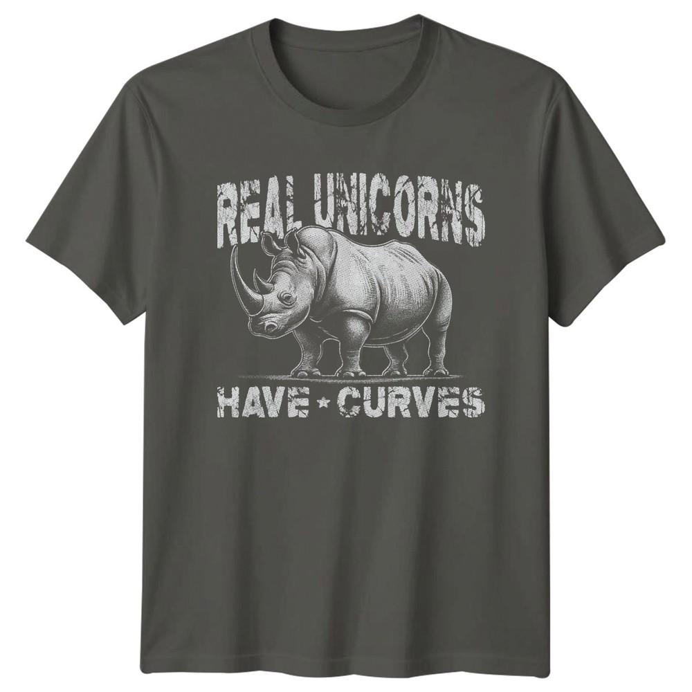Real Unicorns Have Curves Unisexs TShirt Rhinoceros Rhino Birthday Gift For Her S