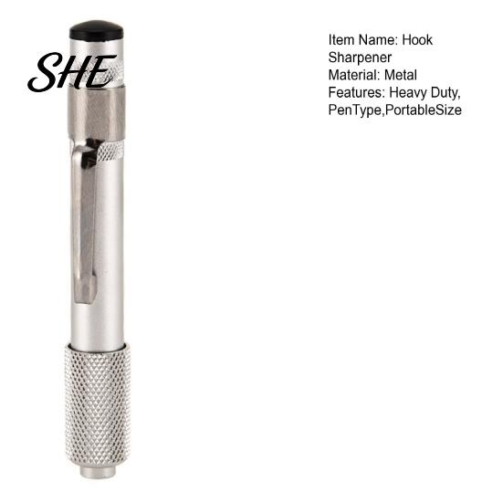 Fishing Tackle Sharpener Pen Type Portable Hook Sharpener, Heavy Duty Metal Sharpening Tool, Cutter Rod with Clip, Accessories