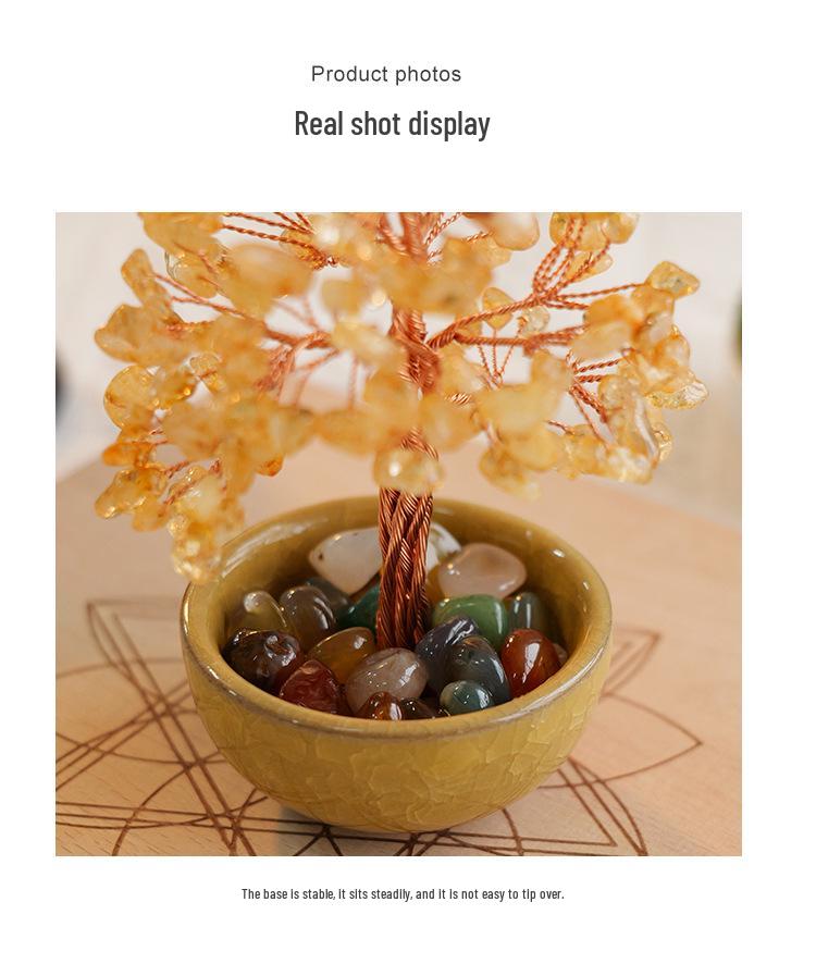 Natural Crystal Money Tree of Life Home Office Decoration Ornament