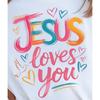 Europäische Größe Mädchen Rundhals Kurzarm T-Shirt mit Einzigartigen Englischen MusternJesus Liebt Dich