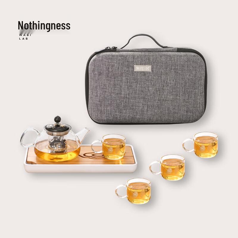 Wuwaju Gold & Silver Fired Glass Portable Tea Set