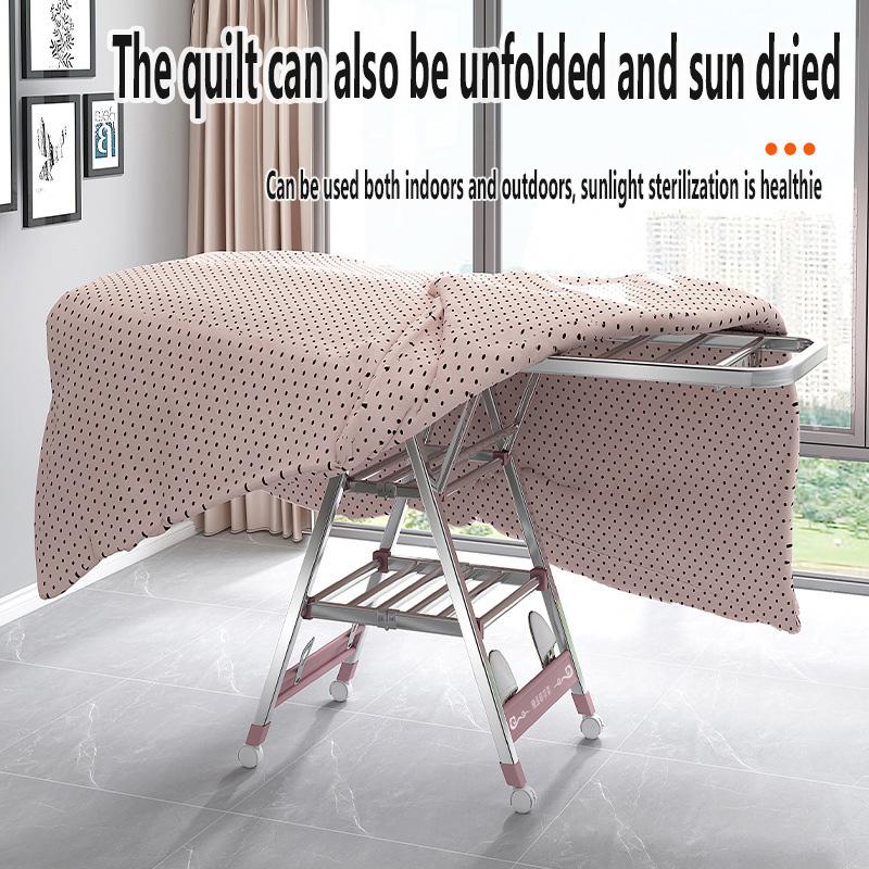 Stainless Steel Clothes Drying Rack Floor Folding Indoor And Outdoor Home Clothes Drying Rack Balcony Blanket Drying Pole