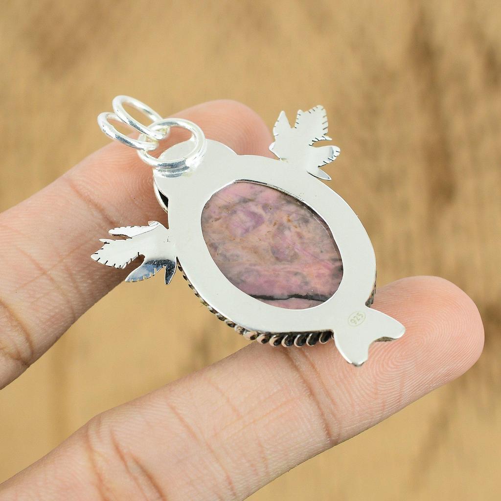 Mothers day Deal Rhodonite Stone Birthday Engagement Pendant Jewelry 925 Silver