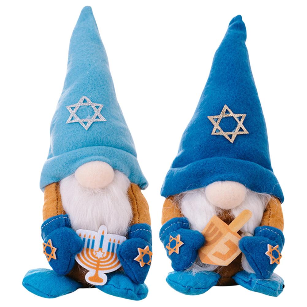 

2 шт. Плюшевые мини-гномы Хануки, мягкие гоблины, украшение для вечеринки, фестивальные тематические домашние украшения, подарки на День независимости синий