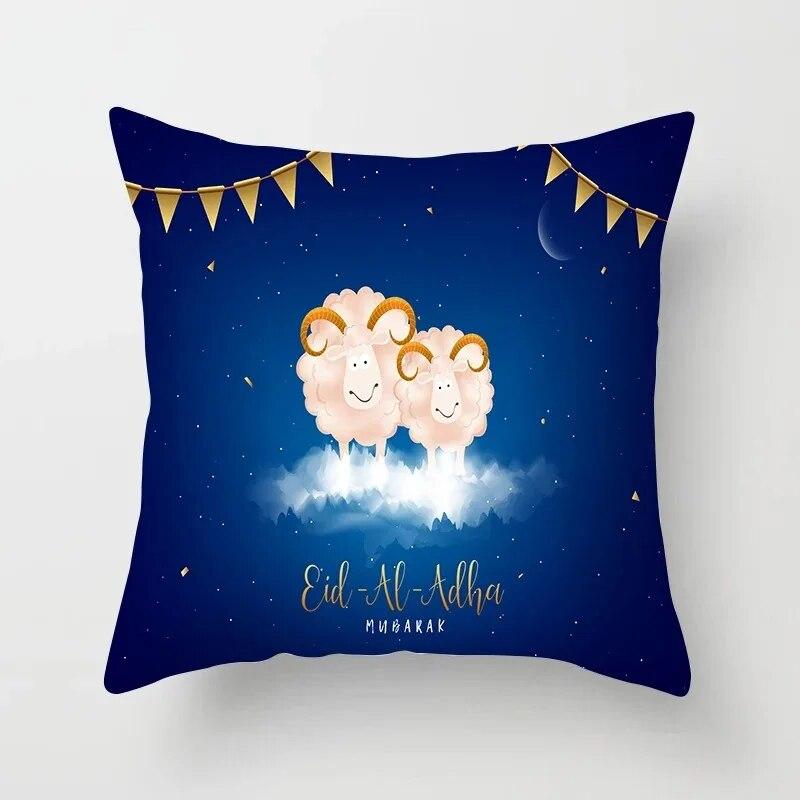 Ramadan Decorative Sheep Pillowcase Eid Mubarak Moon Mosque Cushion Cover Decorative Pillowcase Sofa Living Room Cushion