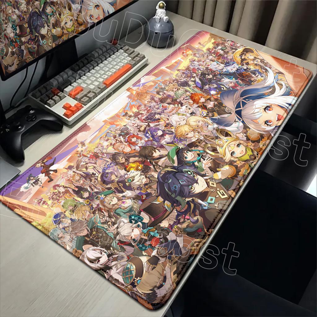 Group Photo Genshin Impact Mouse Pad Gaming Locking Edge Big Mouse Pads Computer Game Large Rubber Art Mousepad Laptop Desk Mat