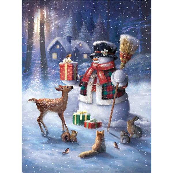 

5D алмазная живопись Снеговик мультфильм Алмазная вышивка зимний пейзаж искусство мозаика со стразами вышивка крестиком Рождественский декор Full Round 20x30CM