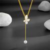 Trendy Stainless Steel Butterfly Pearl Necklace with White Shell Tassel for Girlfriend or Best Friend