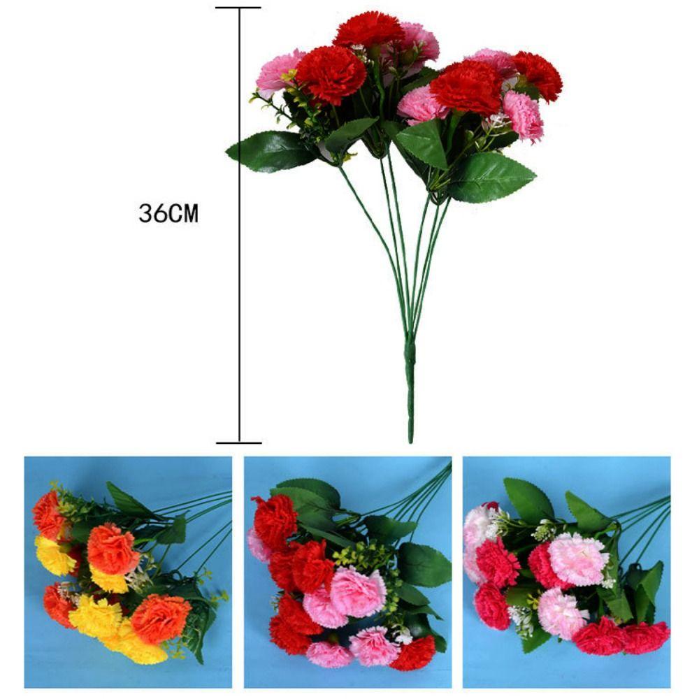 New 12 Heads Artificial Flowers Silk 6 Colors Small Carnation Wedding Arch Decor Carnation