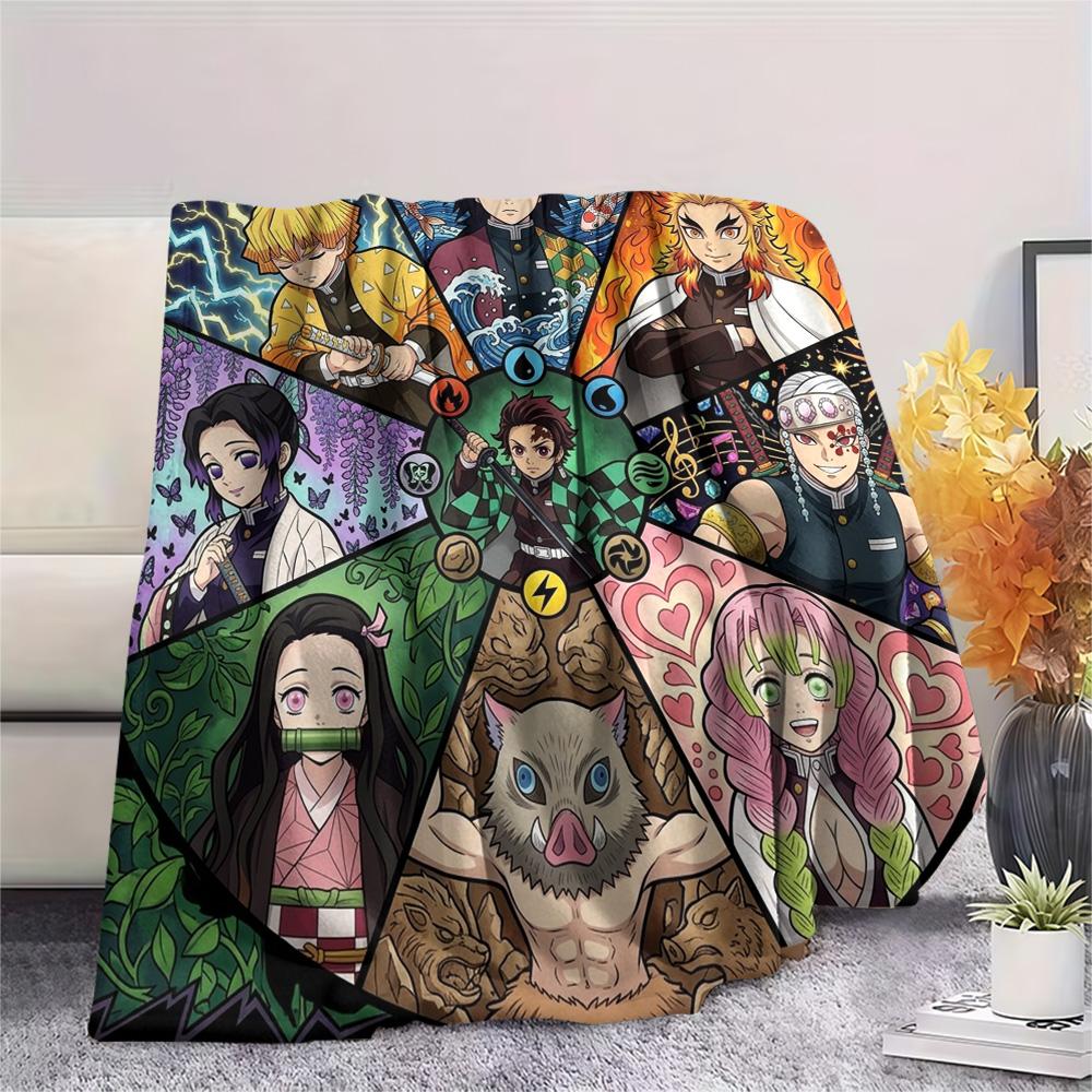 Demon Slayer Tanjiro Print Flannel Blanket, Ultra Soft High Quality All Seasons Warm Throw, Home Decor Cozy Blanket, Perfect Christmas Gift