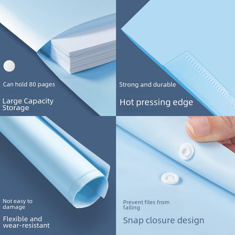A4 Thickened PP Snap Button File Bag for Documents and Policies