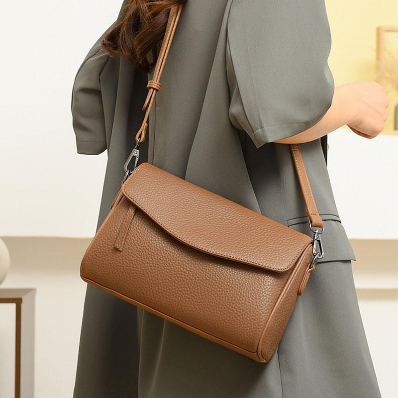 Genuine Leather Women's Bag 2026 New High Quality Luxury Square Women Shoulder Bags Minimalist Cowhide Female Crossbody Bag