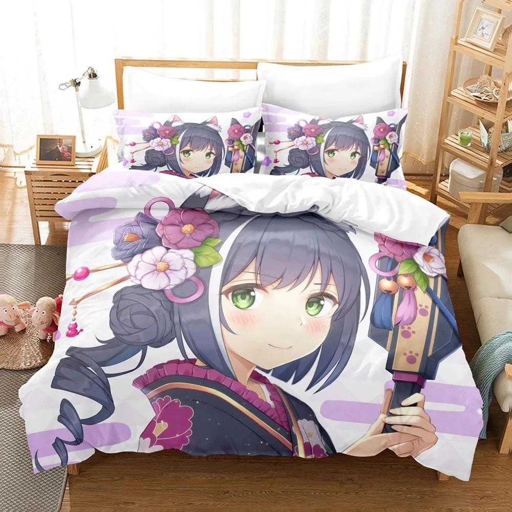 Anime Princess Connect ReDive Bedding Set Boys Girls Twin Queen Size Duvet Cover Pillowcase Bed Kids Adult Home Textileextile
