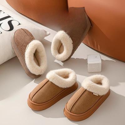 Cotton Slippers with Thick Sole Anti Slip and Plush Cotton Slippers Warm Shoes