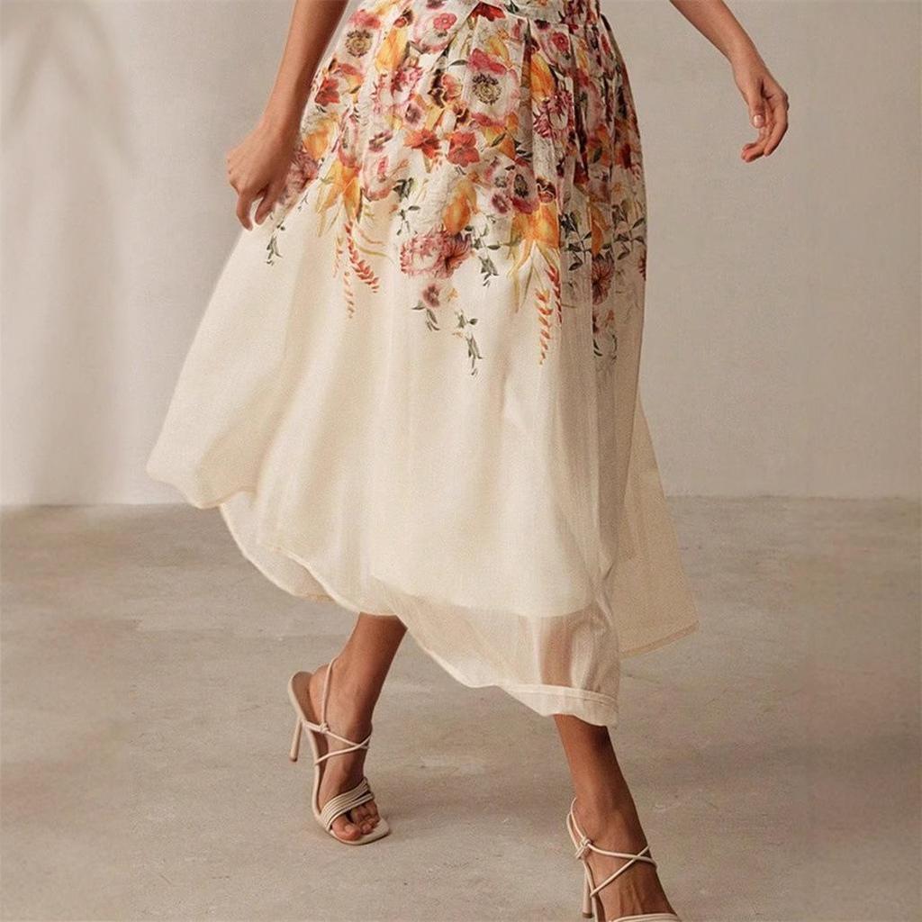 European & American Midi Skirt: Bamboo Print, Spring/Summer, Elegant & Gorgeous, for Middle Eastern Muslim Women