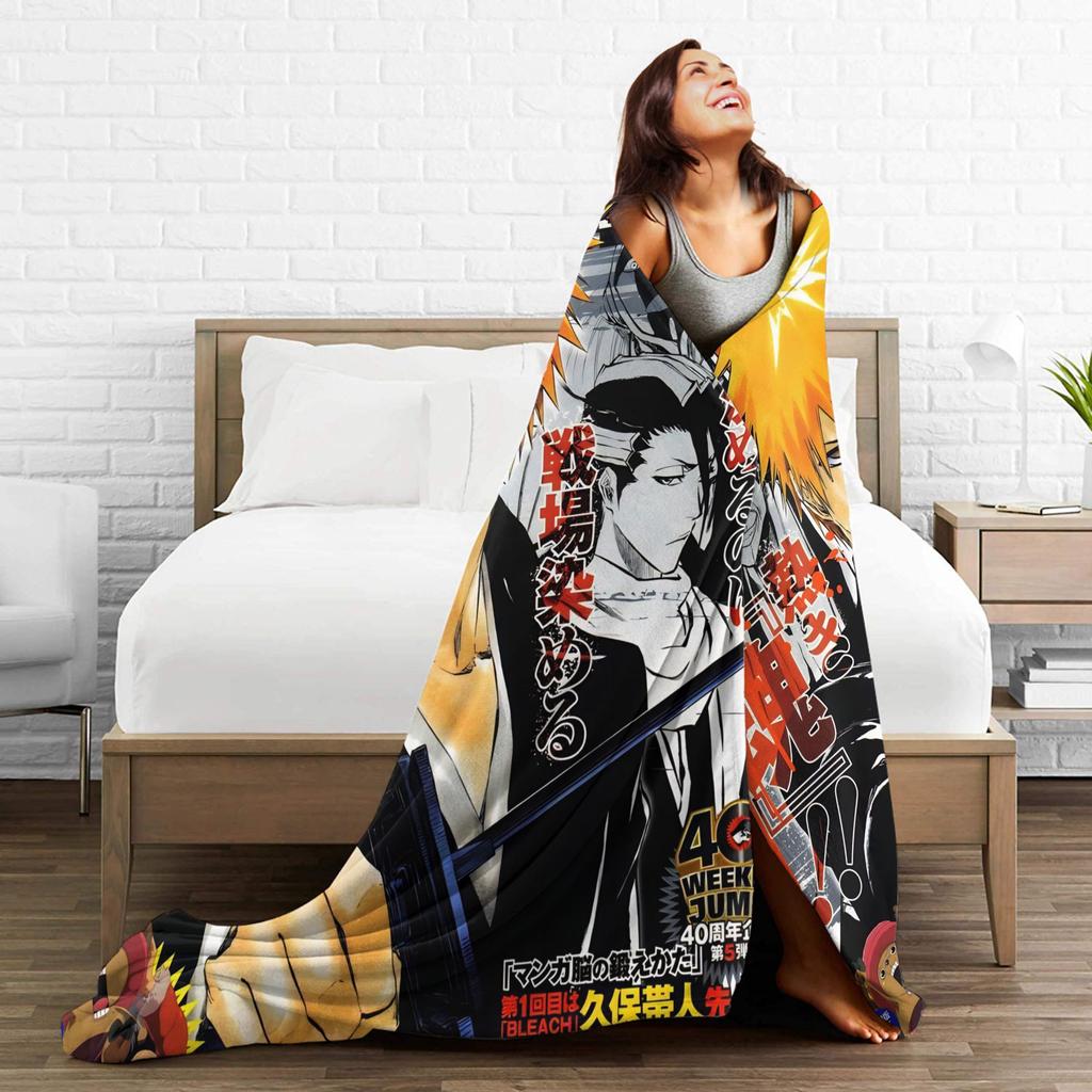 BLEACH Anime Ichigo  Blanket Quality Warm Soft  Throw Blanket Winter Picnic Couch Chair Sofa Bed Novelty Bedspread