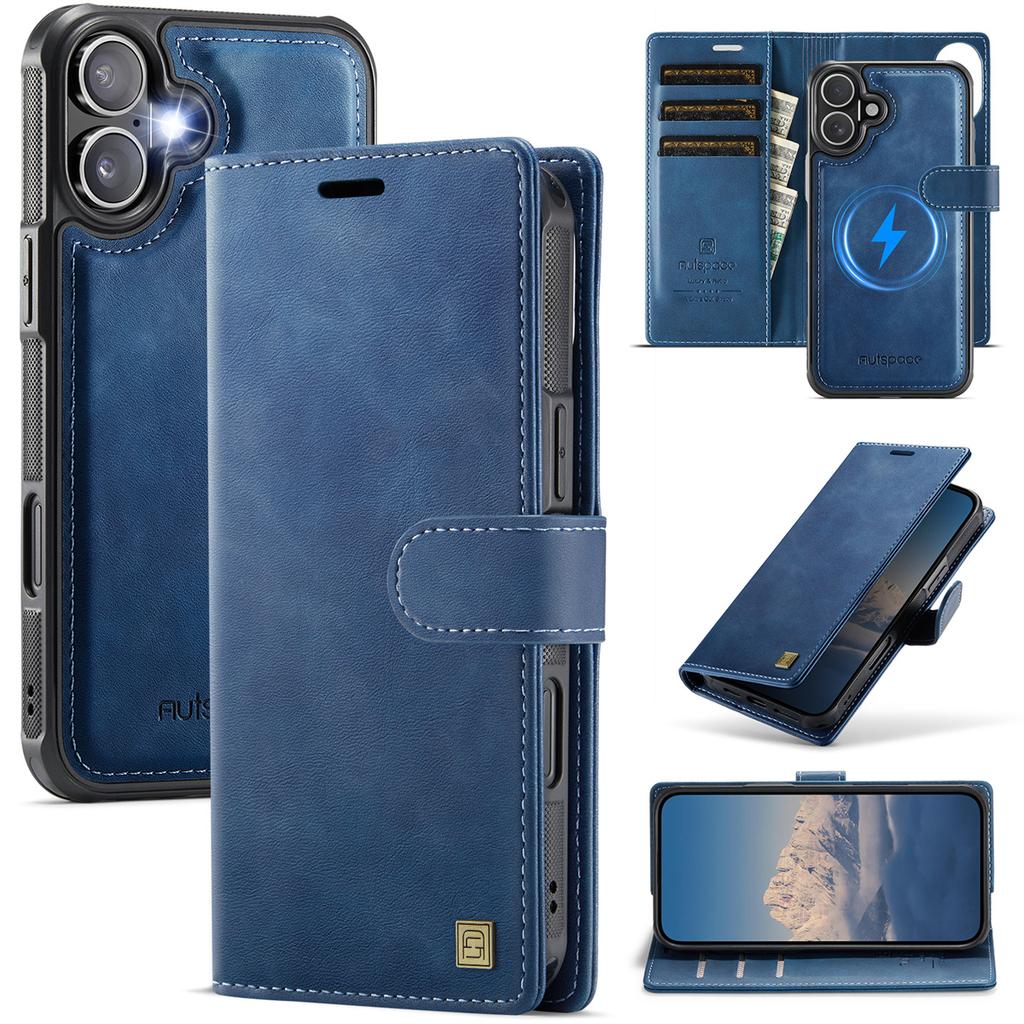 2-in-1 Magnetic Magnetic Detachable Wallet Case for iPhone 17/17 Pro/17 Max/17 Air - PU Leather, Card Slots, MagSafe Charging, 360° Protection