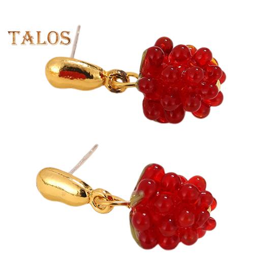 

1 пара жіночих сережок Малинові штучні кришталеві китиці Висячі сережки Фруктові гачки Сережки Випускна вечірка Побачення Ювелірні вироби вуха A