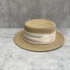 High quality fashion French flat top sunshade straw hat women's seaside vacation sun hat organza pleated elegant top hat
