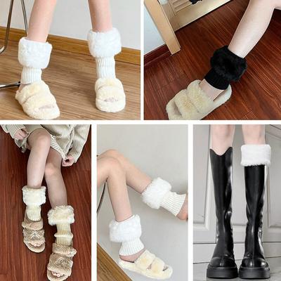 Herbst Winter Kurze Umschlag Plüsch Thermosocken Stiefel Damen Spice Girl Jk Wind Gestrickte Wolle Leggings Fußbedeckung