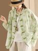 Chinese Style Bat Sleeve Shirt Vintage Women Blouse Floral Print Spring Top Loose Stand Button