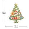 Holiday Brooch Pin Christmas Tree Design with Snowman Accent, Gold Tone Zinc Alloy Stone Detail Jewelry for Winter Coats Scarves Bags and Hats