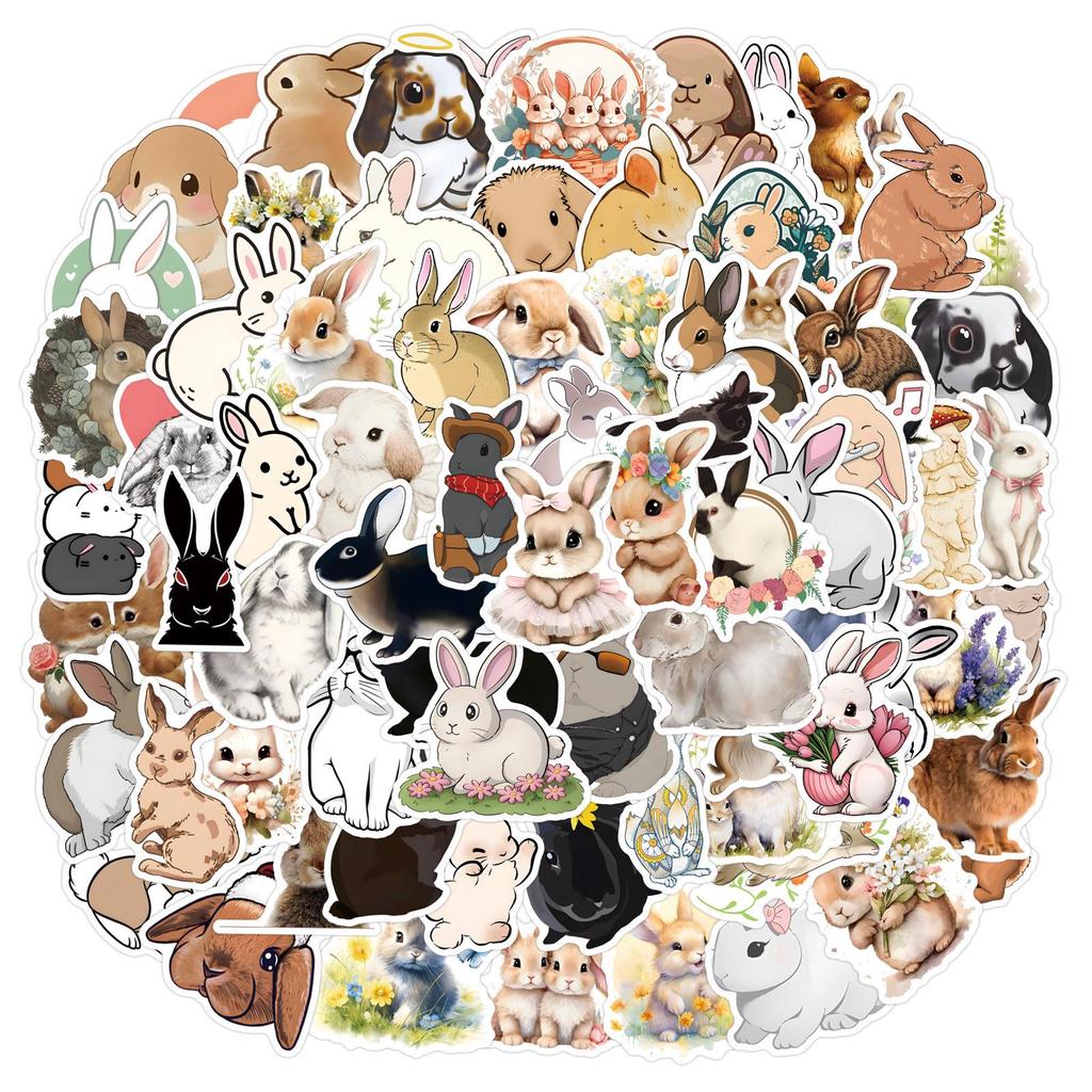 New Animal Series: Cute Rabbit Stickers for Suitcases, Stationery, and Water Cups (55-110 Sheets)