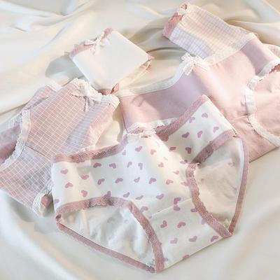 Girls' Pure Cotton Heart & Floral Mid-Waist Panties with Individual Packaging
