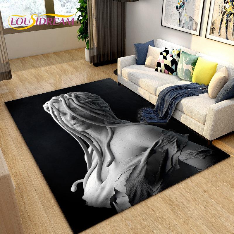 3D Medusa Snake Gorgon Area Rug Large,Carpet Rug for Living Room Bedroom Sofa Doormat Decoration,kids Play Non-slip Floor Mat