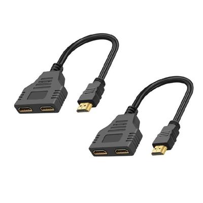 HDTV Splitter Cable 1 To 2 Port Gold Shielded Interfaces Simultaneous Signal Transfer Prevention Design