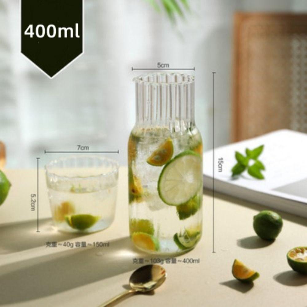 400ml/600ml Cold Hot Water Glass Pot With Glass Cup Glass Kettle Set  Beverage