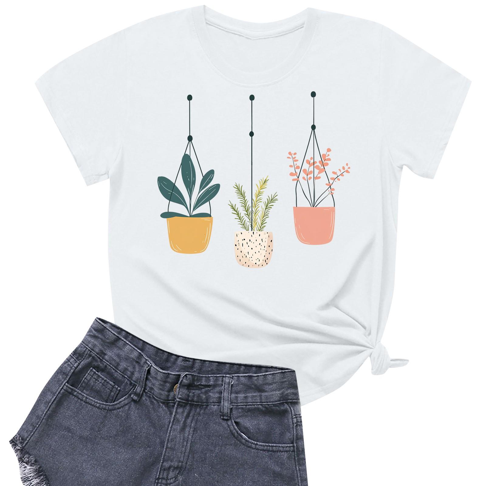 

Женская повседневная футболка с круглым вырезом и короткими рукавами с принтом XL белый