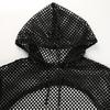 Women's Fashion Sexy Mesh Hollow Out Short Hooded Mesh Smock