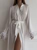 Pigiama con vestaglia in raso e pizzo senza schiena da donna europeo e americano – Elegante e sexy