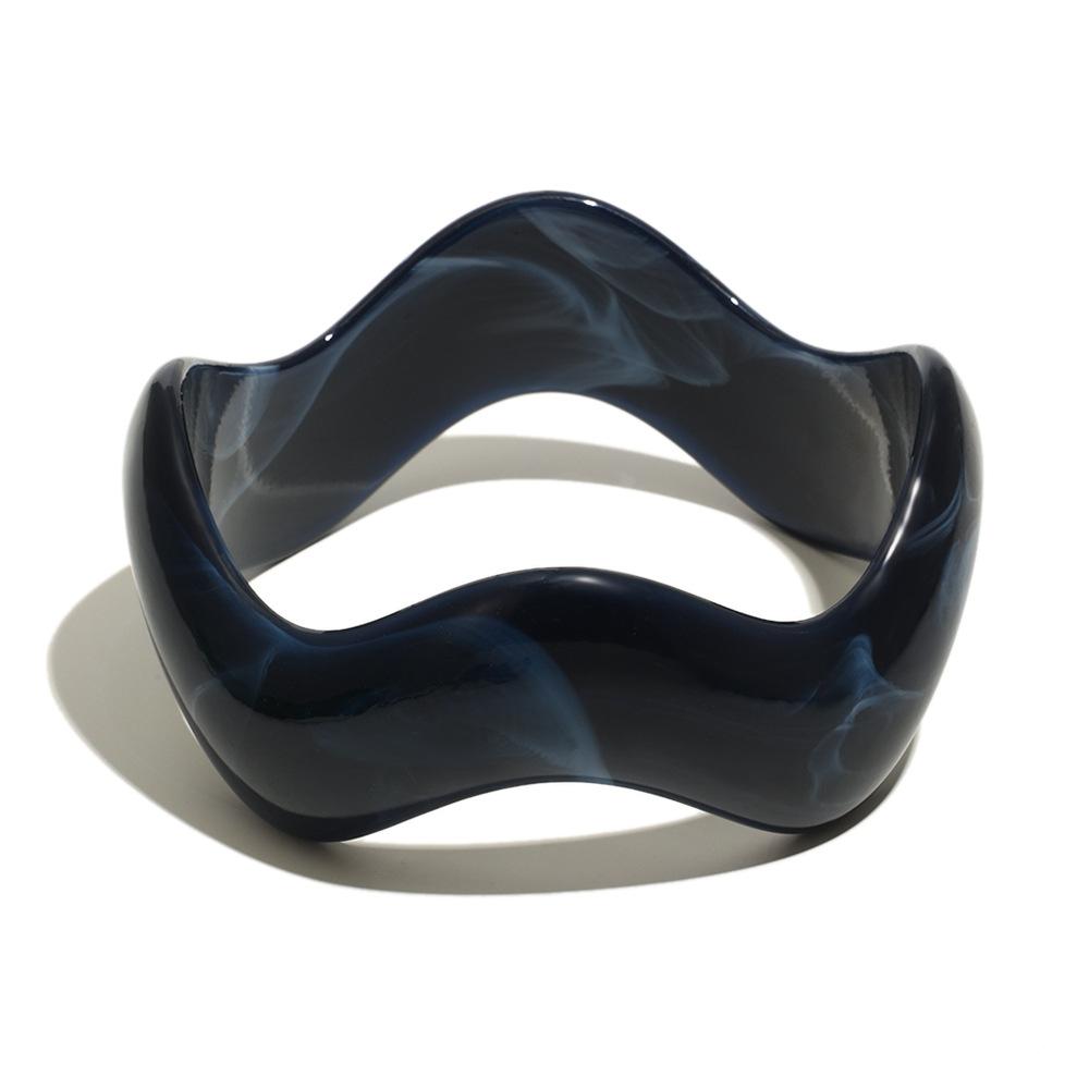 Exaggerated Acrylic Wavy Geometric Chunky Bracelet for Women Vintage Blue Brown Green Resin Wrist Bangles Charm Jewelry Gifts