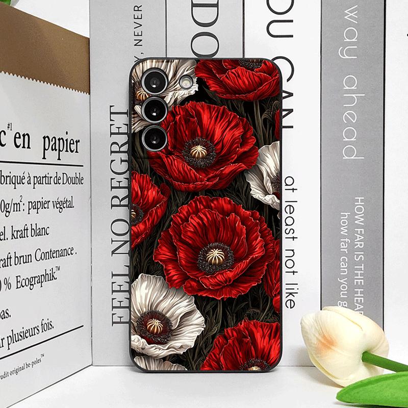 Retro Poppy Flower Bloom Hot Red Printed Phone Case for Motorola Moto Edge 50 Fusion 60 Stylus 40 30 Neo G75 G85 G84 G54 Covers