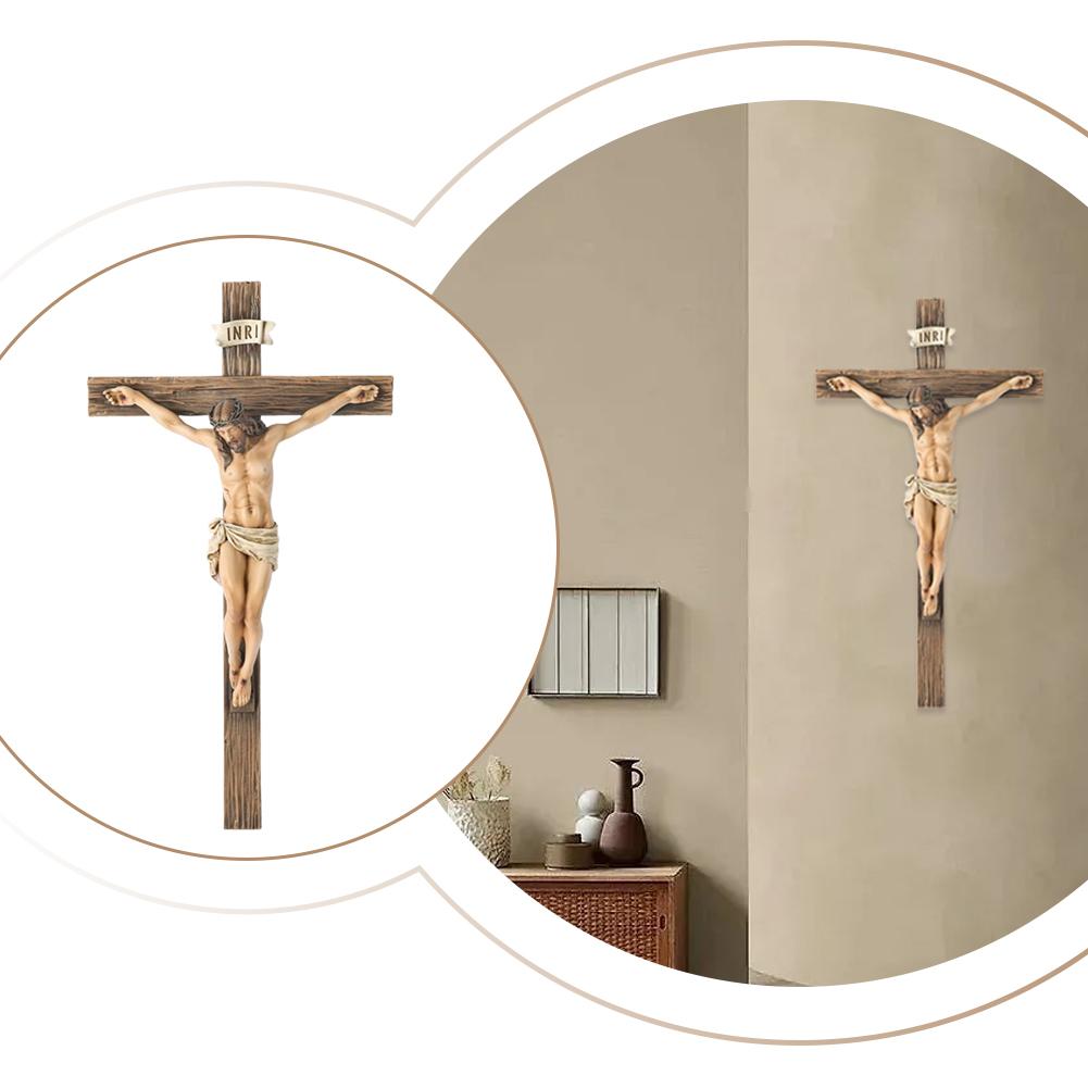 Langvarige farger Hjemmeinnredning Luktfri for langsiktig samling Påske Resin Krusifiksstatue Hjemmekontor Omhyggelig polert