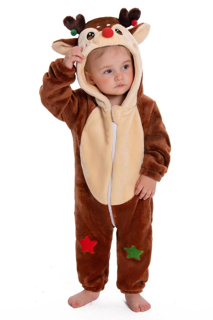 OLAOLA Reindeer Kigurumi Baby Winter Newborn Baby Shower Commemorative Photo Unisex Kids' Pajamas, Costume, Outfit, Romper, Clothes, Kids' Halloween,