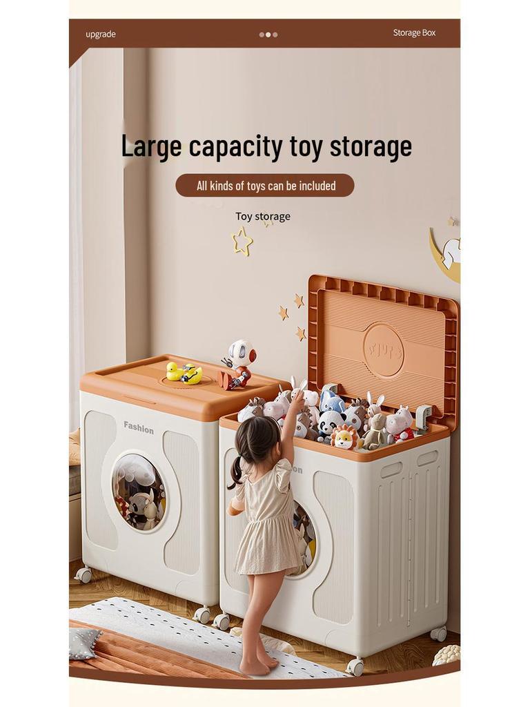 Large Capacity Foldable Clothing Storage Box with Wheels and Flip-Top