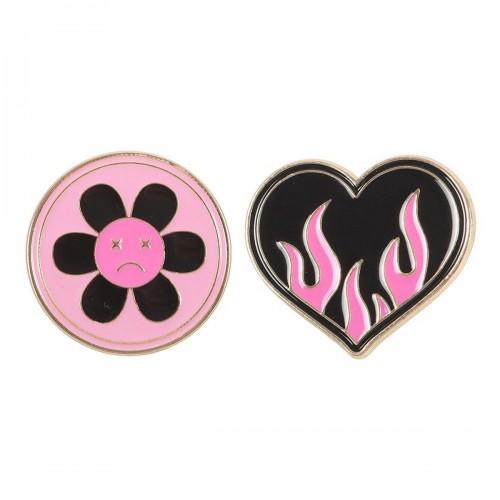 Something Different Burning Heart & Sad Flower Badge (Pack of 2)