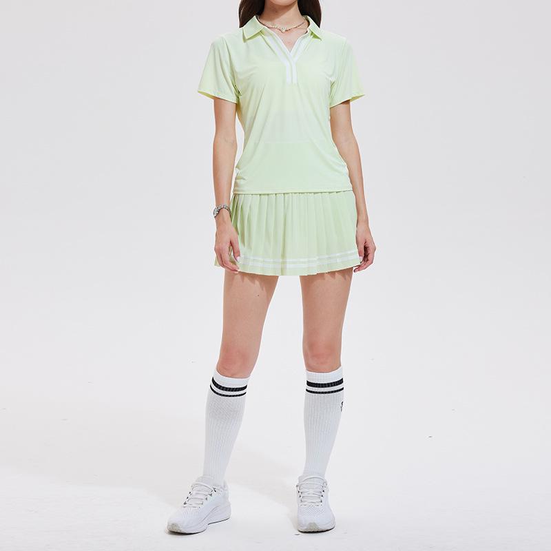 Damen Quick-Dry Tennis & Golf V-Ausschnitt Kleid mit Taschen - Anti-Exposure Fitness Rock Set